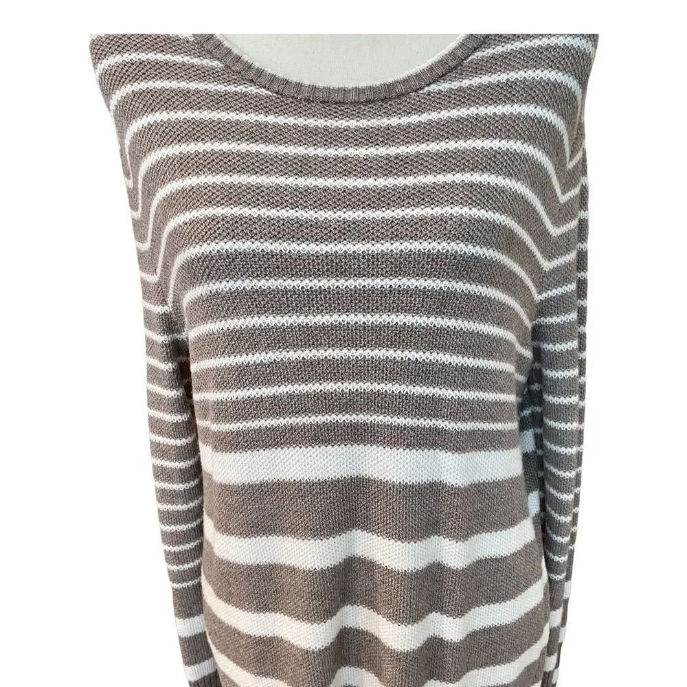 Athleta Taupe White Relaxed Cozy Soft Crewneck Long Sleeve Knit Top Womens XXS - Picture 6 of 14